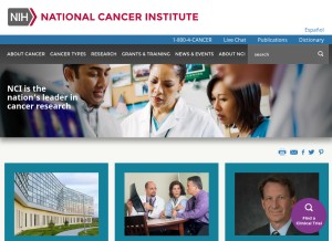 How cancer.gov looks like on a tablet such as an iPad.