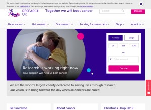 How cancerresearchuk.org looks like on a tablet such as an iPad.