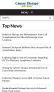 How cancertherapyadvisor.com looks like on a mobile device such as an iPhone.