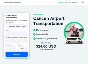 How cancunairporttransportation.com looks like on a tablet such as an iPad.