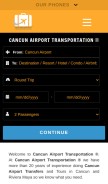 How cancunairporttransportations.com looks like on a mobile device such as an iPhone.