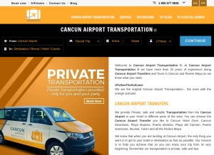 How cancunairporttransportations.com looks like on a tablet such as an iPad.