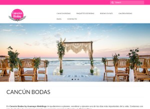 How cancunbodas.com looks like on a tablet such as an iPad.