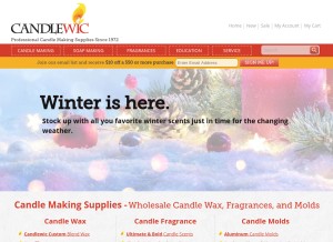 How candlewic.com looks like on a tablet such as an iPad.