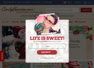 How candyfavorites.com looks like on a tablet such as an iPad.