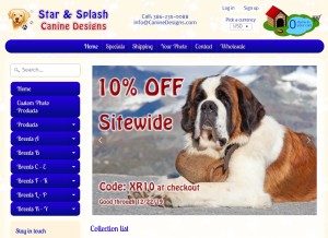 How caninedesigns.com looks like on a tablet such as an iPad.
