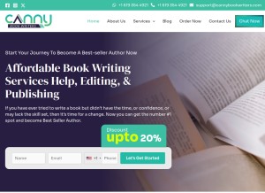 How cannybookwriters.com looks like on a tablet such as an iPad.