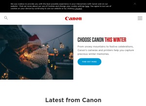 How canon-europe.com looks like on a tablet such as an iPad.