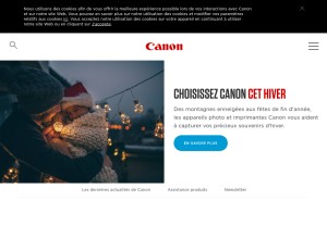 How canon.fr looks like on a tablet such as an iPad.