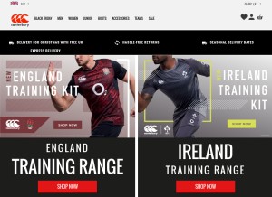 How canterbury.com looks like on a tablet such as an iPad.