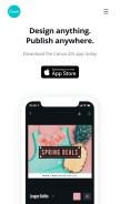 How canva.com looks like on a mobile device such as an iPhone.