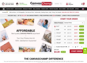 How canvaschamp.com looks like on a tablet such as an iPad.