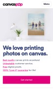 How canvaspop.com looks like on a mobile device such as an iPhone.