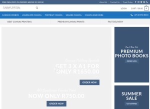 How canvasspecial.co.za looks like on a tablet such as an iPad.