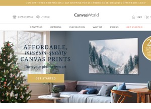 How canvasworld.com looks like on a tablet such as an iPad.