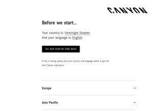 How canyon.com looks like on a tablet such as an iPad.