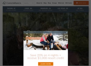How canyonranch.com looks like on a tablet such as an iPad.