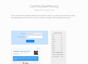 How canyouseeme.org looks like on a tablet such as an iPad.
