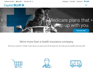How capbluecross.com looks like on a tablet such as an iPad.