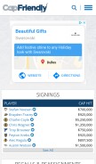 How capfriendly.com looks like on a mobile device such as an iPhone.