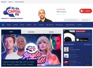 How capitalfm.com looks like on a tablet such as an iPad.