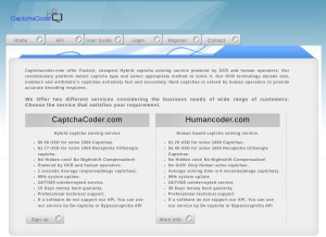 How captchacoder.com looks like on a tablet such as an iPad.