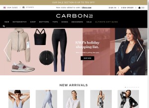 How carbon38.com looks like on a tablet such as an iPad.