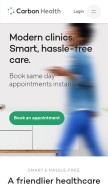 How carbonhealth.com looks like on a mobile device such as an iPhone.