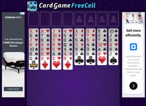 How cardgamefreecell.com looks like on a tablet such as an iPad.