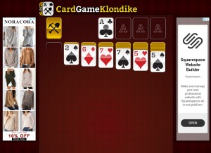 How cardgameklondike.com looks like on a tablet such as an iPad.