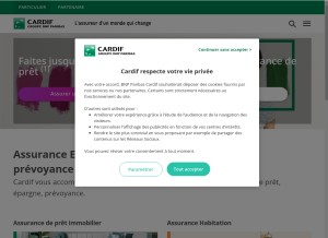 How cardif.fr looks like on a tablet such as an iPad.
