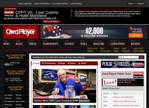 How cardplayer.com looks like on a tablet such as an iPad.