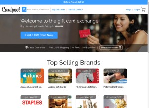 How cardpool.com looks like on a tablet such as an iPad.