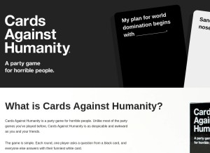 How cardsagainsthumanity.com looks like on a tablet such as an iPad.
