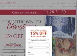 How cardsdirect.com looks like on a tablet such as an iPad.