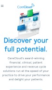 How carecloud.com looks like on a mobile device such as an iPhone.