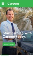 How careem.com looks like on a mobile device such as an iPhone.