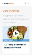How careeraddict.com looks like on a mobile device such as an iPhone.