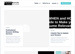 How careerbands.com looks like on a tablet such as an iPad.
