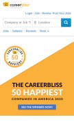 How careerbliss.com looks like on a mobile device such as an iPhone.