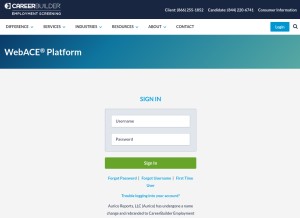 How careerbuilderscreening.com looks like on a tablet such as an iPad.