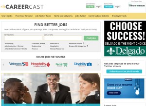 How careercast.com looks like on a tablet such as an iPad.