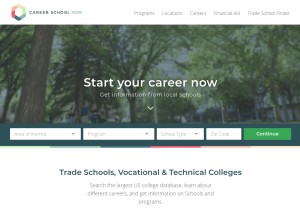 How careerschoolnow.org looks like on a tablet such as an iPad.