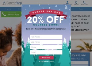 How careerstep.com looks like on a tablet such as an iPad.