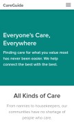 How careguide.com looks like on a mobile device such as an iPhone.