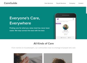 How careguide.com looks like on a tablet such as an iPad.