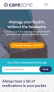 How carezone.com looks like on a mobile device such as an iPhone.