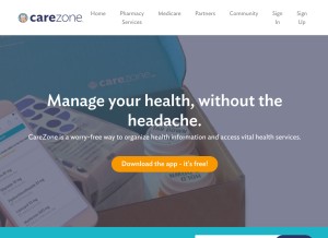 How carezone.com looks like on a tablet such as an iPad.