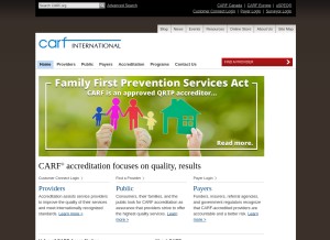 How carf.org looks like on a tablet such as an iPad.