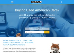 How carfax.eu looks like on a tablet such as an iPad.